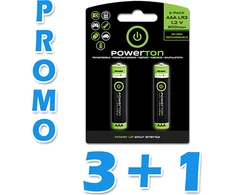 Baterija, AAA (HR03), 900 mAh, „Powerton“, 2 vnt. pakuotė, galioja iki gyvos galvos