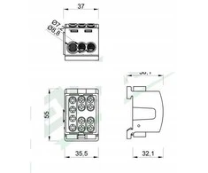 Pozostali Spaustukas HLK F-ELEKTRO 125A-3 (1x35,2x25 / 1x35,2x25) Al/Cu IP20 žalias