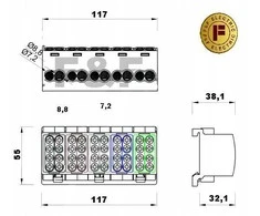 Pozostali Spaustukas HLK F-ELEKTRO F2.0385 3x100A-2 (1x25,1x16 / 1x25,1x16) 3L Al/Cu IP20 pilkas/rudas/juodas