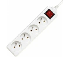 PREMIUMCORD Prailginimo laidas 230V 7m, 4 lizdai + jungiklis, baltas
