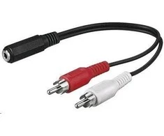 Kabelis PremiumCord Jack 3,5 mm - RCA (Cinch) x2 1,5 m juoda (kjackcinB2)