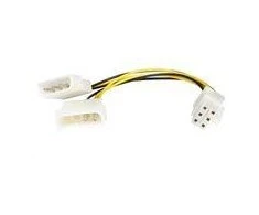 PremiumCord Molex x2 - PCIE 6 kontaktų, 0,15m, geltona (kn-9)
