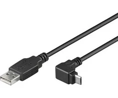 PremiumCord USB kabelis Micro USB 2.0 kabelis, A-B, jungtis úhl 90° 1m (černý)
