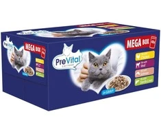 PREVITAL Mega Box Veal, lašiša, liver, vištiena - wet cat food - 40X100g