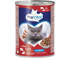 PREVITAL Cat Food su jautiena ir kepenėlėmis padaže - šlapias kačių maistas - 415 g