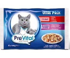 Kačių Maistas - PREVITAL Jautiena ir Kalakutiena padaže 4 x 100g