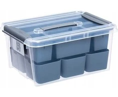 Plastikinė dėžė su dangčiu ir skyreliais Pro Box Plast Team 14L permatoma