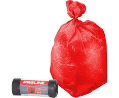 Worki LDPE šiukšlių maišai, 120 l, raudoni, ritinėliai, 10 vnt., segr., prolinas