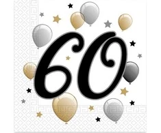 PROCOS Napkins 60 gimtadienis - 33cm - 20 vnt universalus