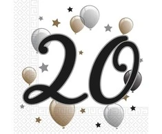 PROCOS Popierinės servetėlės 20-ojo gimtadienio balionai x20
