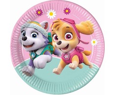 PROCOS Popierinės lėkštutės Psi Patrol Skye &amp; Everest, 23 cm, 8 vnt. (be plastiko)