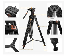 Profesionalus K&amp;F filmavimo trikojis su oleohidrauline galvute 192cm / KF09.147