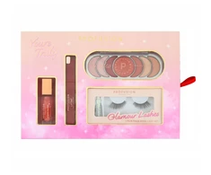 Set Profusion Cosmetics: Liquid Blush Liquid Blush, 7 ml + Lip Tint Liquid Lipstick 6.5 ml + Nudes Eyeshadow Palette 7 Shades, 11 g + Glamour Lashes False Blakstienos, 2 vnt.
