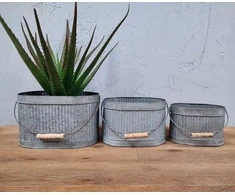 ProGarden 3 skirtingų dydžių metalinių vazonų rinkinys