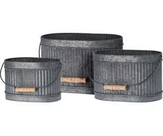 ProGarden 3 skirtingų dydžių metalinių vazonų rinkinys
