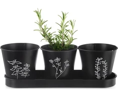 ProGarden Orion Vazonai prieskoniams su padėklu BLACKLINE 4 vnt.