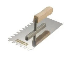 Paca Nerūdijančio plieno mentelė 270 * 130 mm, dantyta, 8 * 8, medinė rankena, aliuminio prolinas