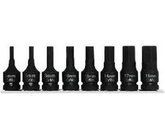 Zestaw Rinkinys 8 smūginių antgalių rinkinys, 1/2 colio šešiakampis, 5–19 mm, dėžutė, proline