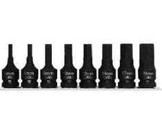 Zestaw Rinkinys 8 smūginių antgalių rinkinys, 1/2' šešiakampis, 5-19 mm, proline