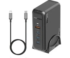 „Promate GaNPort-140W GaNFast™“ įkrovimo stotelė 140 W / USB-C PD 3.1 / QC3.0