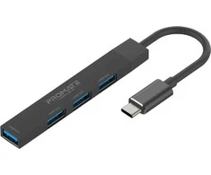 PROMATE LiteHub-4 USB-C šakotuvas, 3x USB 2.0 / 1x USB 3.0