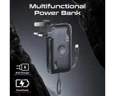 „Promate PowerPack-10i“ įkroviklis-išorinė baterija 22 W / 10000 mAh / USB-C / QC3.0 / iWatch 2,5 W / 220 V ES/JAV/JK