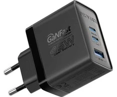 „Promate PowerPort-45 GaNFast™“ sieninis įkroviklis 45 W / QC3.0 / PD45 W