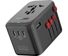 „Promate TripMate-GaN100 GaNFast™“ kelių prievadų sieninis įkroviklis, 100 W / ES/JAV/JK/AU