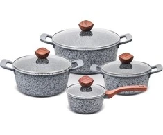 PROMIS Puodų rinkinys GRANITAS, puodas 16 cm, puodai 20,24,28 ruda rankenos