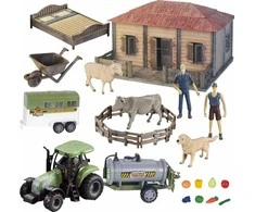 ProNice BIG SET FARM ŪKINKO NAMAS ĮRANKIS TRAKTORIUS GYVŪNAI ŪKININKAS + PRIĖMIMAS
