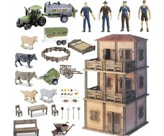 Pronice DIDYSIS Rinkinys ŪKIS RANCH ŪKIS NAMELIS ŪKININKAS GYVŪNAI ŪKIS TRAKTO
