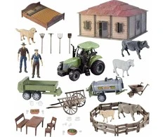 ProNice SET FARM ŪKININKO NAMAS TRAKTORIUS GYVŪNAI 2 ŪKININKŲ ĮRANKIAI PRIEDAI