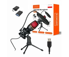 PROOVE mikrofono studijos kondensatorinis mikrofonas kompiuteriniams žaidimams RGB USB-C USB 3.0 Zenwire ME4