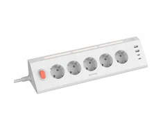 PROOVE Prism kištukinis lizdas Apsauga nuo viršįtampių Maitinimo prailgintuvas 5xAC 2x USB 2x USB-C 1,6 m (SB10605)