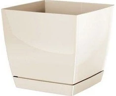 Prosperplast Dekoratyvinis gėlių vazonas su padėklu Coubi Square P 21x21x19.2cm plastikinis/švies.rudas