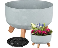 Prosperplast Vazonas GRACIA LOW BETON EFFECT su kojelėmis 3,8 L D235xH155mm betono sp. Prosp