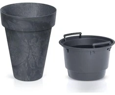Gėlių vazonas Prosperplast Cube Slim Beton Effect, 35,5 x 44 cm