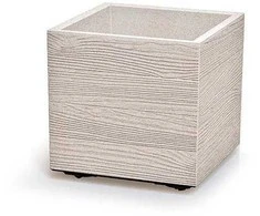 Sodo vazonas 38,5 x 38,5 x 37 cm Madera Square ECO Wood baltas PROSPERPLAST