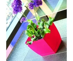 Prosperplast Dekoratyvinis gėlių vazonas su padėklu Coubi Square P 24x24x22cm plast./kreminės sp.