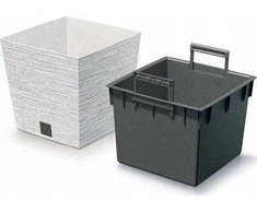 Prosperplast Pot su plastiko įdėklas balta FurU aikštė 29.5 cm