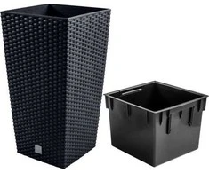 Prosperplast Rato kvadratinis vazonas, aukštis 45cm - antracitas