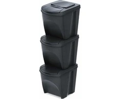 Prosperplast KEDEN ŠIUKŠLIADĖŽĖ SORTIBOX 25L RINKINYS 3 – ANTRACITO SPALVOS ECO WOOD