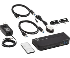 Przełącznik Eaton Eaton Tripp Lite series DisplayPort USB KVM Switch 2-Port 4K 60Hz HDR DP 1.4 USB Cables - KVM-/Audio-/USB-Switch - 2 x KVM/Audio/USB - 1 lokaler Benutzer - Desktop