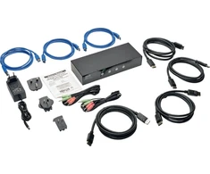 Przełącznik Eaton Tripp Lite series 4-Port DisplayPort KVM Switch w/Audio, Cables and USB 3.0 SuperSpeed Hub - KVM-/Audio-/USB-Switch - 4 x KVM/Audio/USB - 1 lokalny użytkownik - Desktop