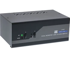 Przełącznik InLine® Desktop KVM Switch, 2-port, Dual Monitorius, Displayport 1.2 + HDMI 2.0, 4K, USB 3.0, Audio
