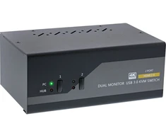 „InLine® KVM“ darbalaukio komutatorius, 2 prievadų, dviejų monitorių, HDMI 2.0, 4K, USB 3.0, garsas