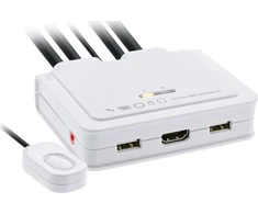Przełącznik InLine® KVM Switch, 2-port, USB-C + HDMI to HDMI, 4K, with audio, integrated cable
