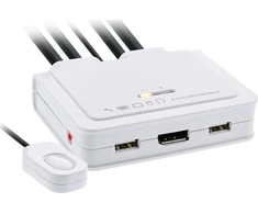 Przełącznik InLine® KVM Switch, 2-port, USB-C + DisplayPort to DisplayPort 1.2, 4K, with audio, integrated cable