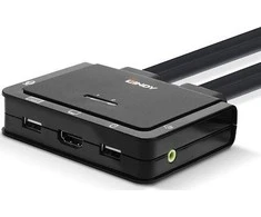 KVM jungiklis - LINDY 2 Prievadų HDMI 4K60, USB Type C KVM jungiklis, 3840x2160@60Hz, Juodas