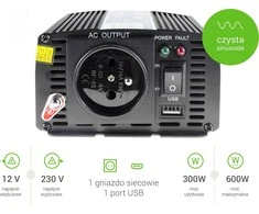Green Cell Žalias Cell GREENCELL automobilio maitinimo keitiklis nuo 12V iki 230V 300W/600W gryno sinuso